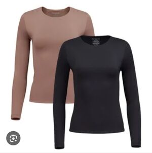 Frank and Oak 2 pack Women's Long-sleeve Smoothing Tees Size Small Black Brown